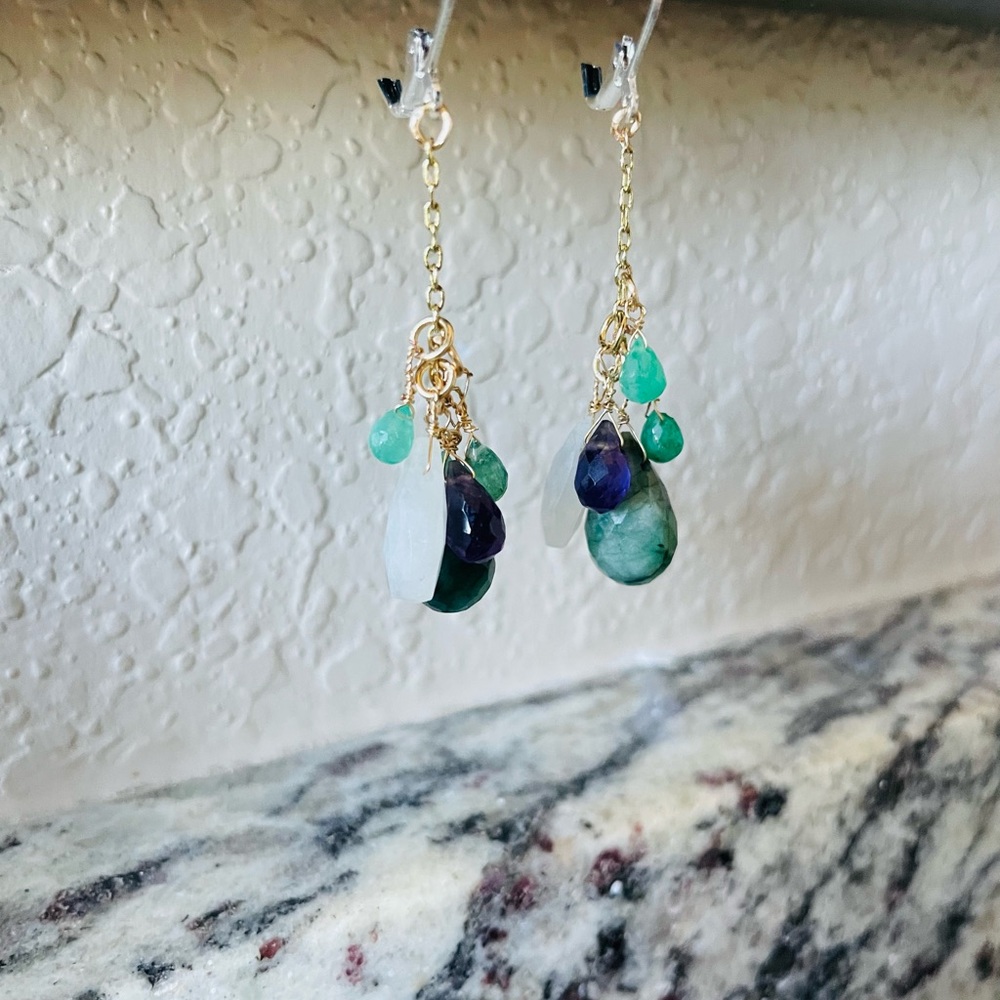 Sundance Emerald Amethyst moonstone earrings - Picture 5 of 7